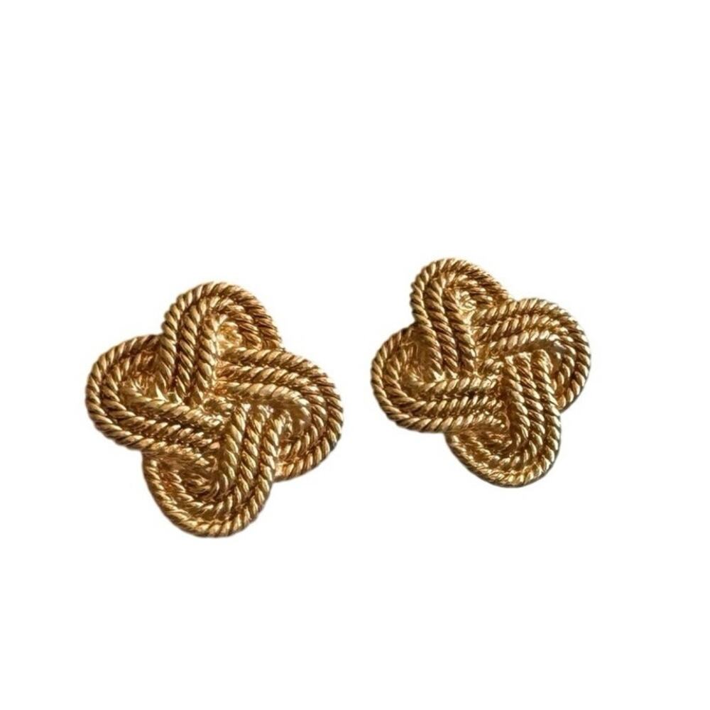 Vintage Gold rope knot Napier stud earrings